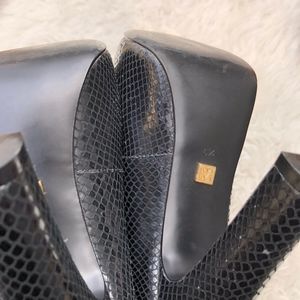 Pour La Victorie Snakeskin Ankle High Heel Boots